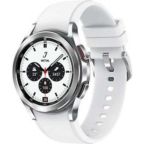 Samsung Galaxy Watch4 Classic 42 mm roestvrij stalen kast zilver op siliconen bandje wit [wifi]