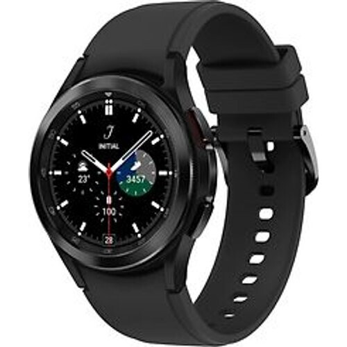 Samsung Galaxy Watch4 Classic 42 mm roestvrij stalen kast zwart op siliconen bandje zwart [wifi]