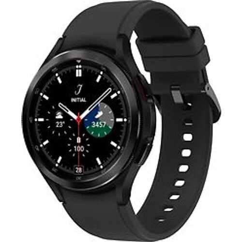 Samsung Galaxy Watch4 Classic 46 mm roestvrij stalen kast zwart op siliconen bandje zwart [wifi + 4G]