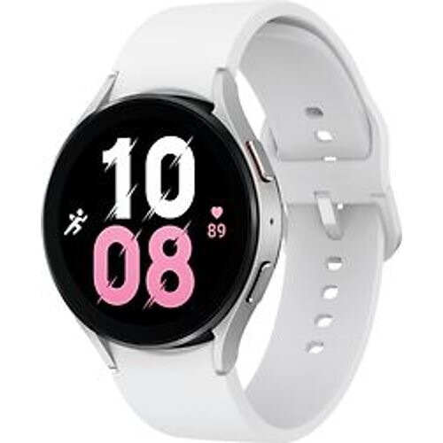 Samsung Galaxy Watch5 44 mm horlogekast van Grey Aluminium op White Sport Band S/M [Wi-Fi]