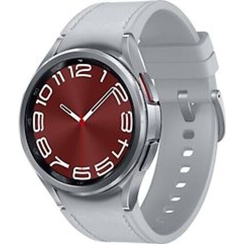 Samsung Galaxy Watch6 Classic 43 mm roestvrij staal kast silver op leren bandje S/M silver [wifi + 4G]