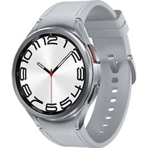 Samsung Galaxy Watch6 Classic 47 mm roestvrij staal kast silver op leren bandje M/L silver [wifi]