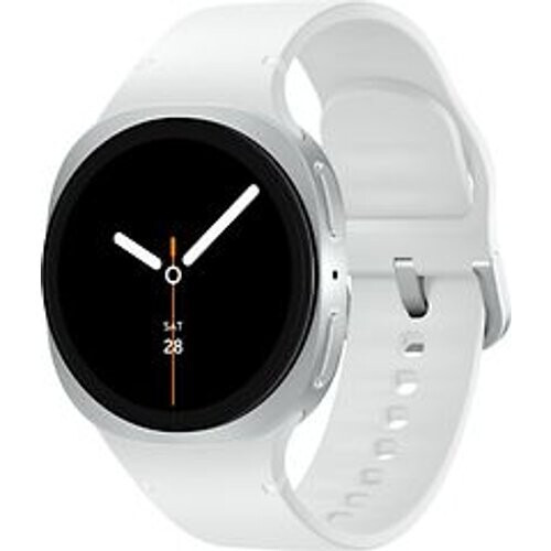 Samsung Galaxy Watch8 40 mm aluminium kast silver op Sport Band S/M white [Wi-Fi]