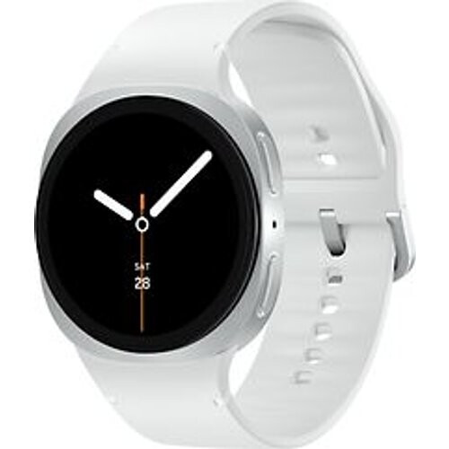 Samsung Galaxy Watch8 44 mm aluminium kast silver op Sport Band M/L white [Wi-Fi]