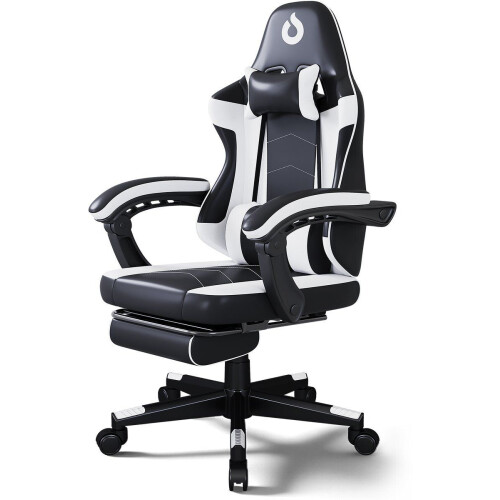 Stane ST-0029 - Ergonomische Gamestoel - Verstelbaar met Voetsteun - Zwart/Wit