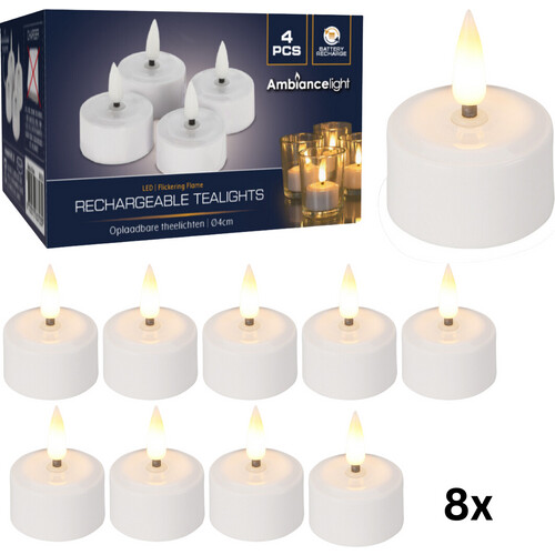Tweedekans Ambiance Theelichtjes LED - Box 8 stuks - Oplaadbaar - Ø4cm *Uitbreidingsset ZONDER oplader*