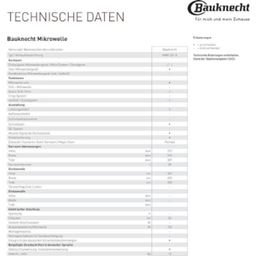 Tweedekans BauknechtZwarte vrijstaande magnetron MWK 201 B – 20L 700W