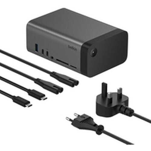 Tweedekans Belkin – Pro USB-C 11-in-1 GaN Dockingstation – Voorzien Van 11 Poorten En 96 W Power Delivery En 8K Video-Ondersteuning – Voor Windows En MacOS En ChromeOS – Grijs En Zwart Gerecycled Kunststof