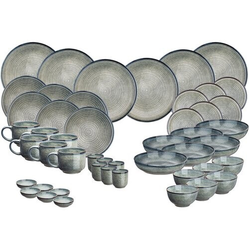 Tweedekans BJORN Serviesset ZEN - 48 Delig - Vaatwasserbestendig - Grijs/Blauw