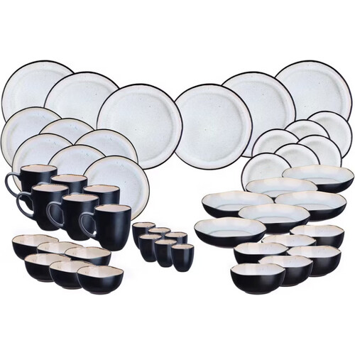 Tweedekans Björn The Full Service Serviesset 41-delig – Voorzien Van Reactieve Glazuurlaag En Ovenbestendig Tot 180°C En Magnetronbestendig – Voor 6 Personen – Ivory White Aardewerk – 12-26 cm