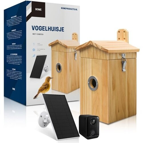 Tweedekans BOME Vogelhuisje met Camera en Audio - Hout - Nestkastje - Inclusief Extern Zonnepaneel
