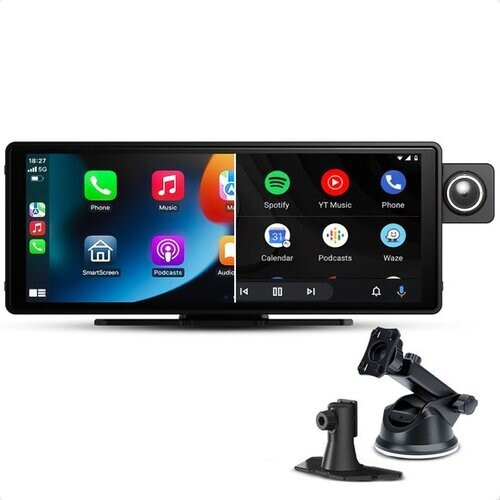 Tweedekans CarMe CarPlay Scherm 10 Inch - Met Ingebouwde Dashcam - Inclusief SD-Kaart - Apple CarPlay & Android Auto (Draadloos) - Touchscreen - Navigatiesysteem auto - Geschikt voor Apple CarPlay & Android Auto - Android Auto scherm