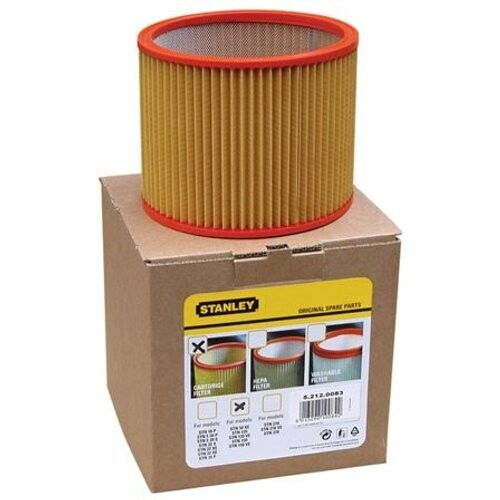 Tweedekans Stanley Hoogrendementspatroonfilter – W52120083 – Voor Vaste Stofzuigers en Nat- en Droogzuigers – Wasbaar en Herbruikbaar – 21 x 20 x 21 cm – Geel