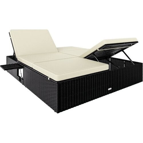 Tweedekans Casaria Ligbed - Tweepersoons Polyrattan 200x160cm Verstelbaar - Zwart