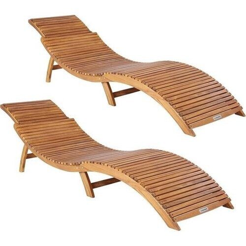 Tweedekans Casaria Ligstoel 2 Stuks - FSC®-Gecertificeerd Acaciahout – Bruin