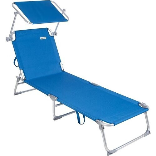 Tweedekans Casaria Ligstoel Ibiza – met Zonnedak - 190x59x29 cm – Blauw