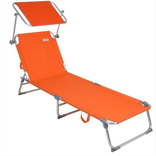 Tweedekans Casaria Ligstoel Ibiza – met Zonnedak - 190x59x29 cm – Oranje