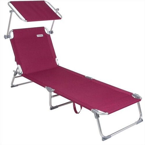 Tweedekans Casaria Ligstoel Ibiza – met Zonnedak - 190x59x29 cm – Rood