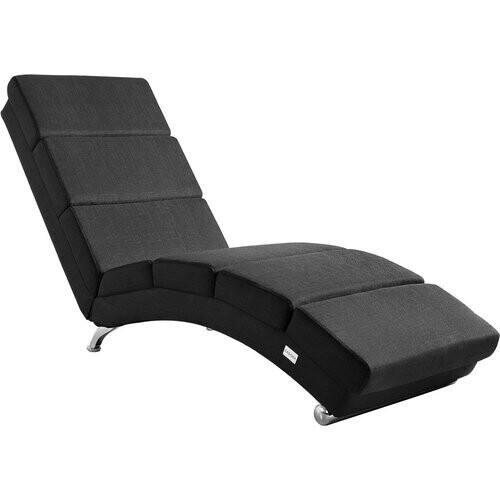 Tweedekans Casaria Relax Lounger, Ligstoel London, stof antraciet met verchroomde poten