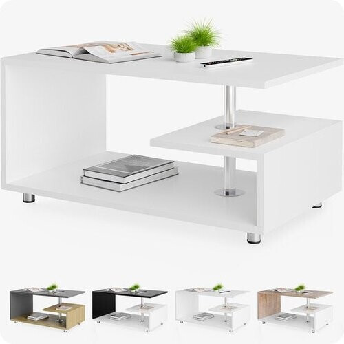 Tweedekans CASARIA Salontafel - Opbergvak Krasbestendig 95x55x50cm – Wit