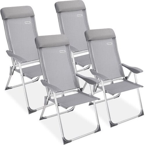 Tweedekans Casaria Tuinstoelen – 7-Standen Verstelbaar – Set van 4 – 57 x 110 x 44 cm – Grijs