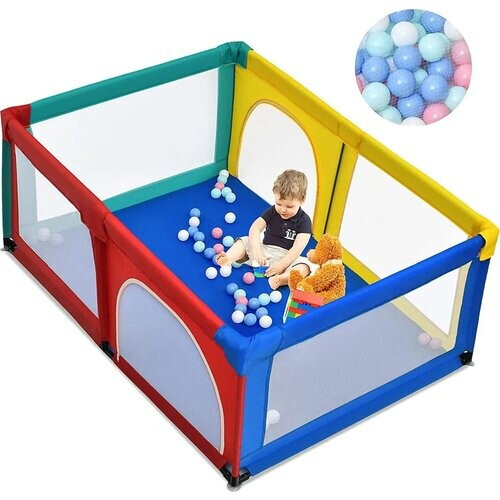 Tweedekans Coast 120 x 190 cm Baby Playpen met 50 speelballen met een netwerk en ritssluiting