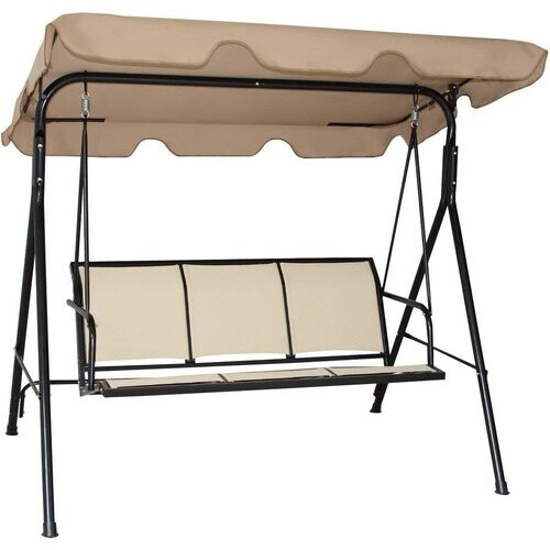 Tweedekans Coast 3-Persoons Schommelbank - Weerbestendig - 173 x 119 x 152 cm - Zwart/Bruin
