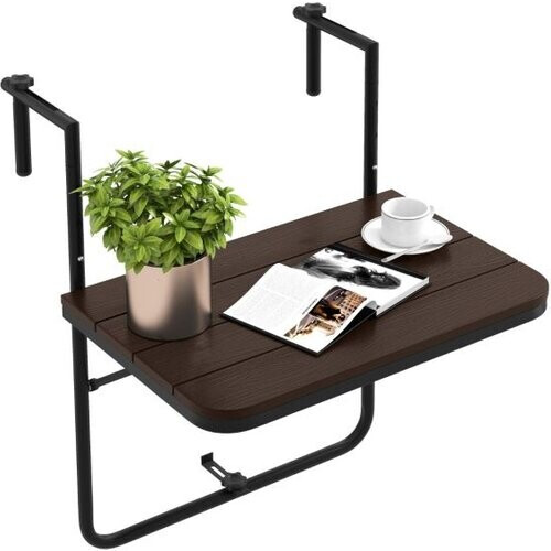 Tweedekans Coast Balkontafel - hangend - Max. 30 kg - Zwart / Bruin - 63 x 60 x 84 cm