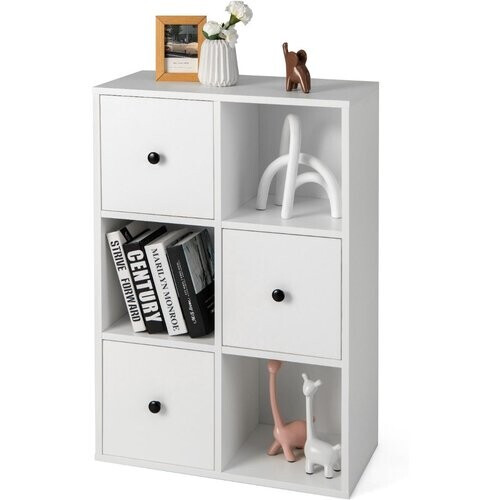 Tweedekans Coast Boekenkast Wit – 60 x 30 x 89 cm – 3 Open Vakken en 3 Lades
