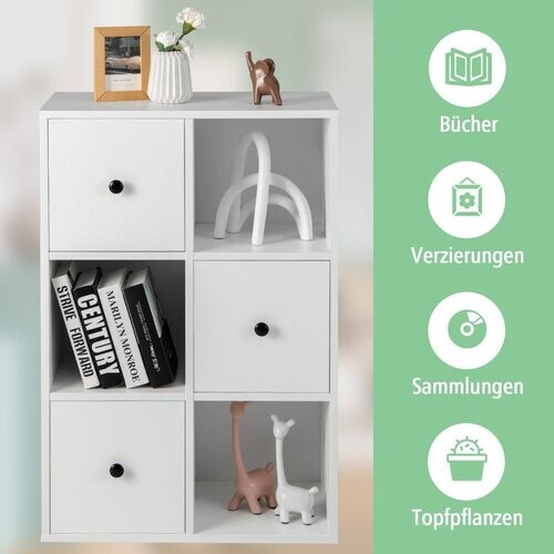 Tweedekans Coast Cabinet met 6 compartimenten GRATIS AFBEELDIG OPSLAG PLANK MET 3 DICE 60 X 30 X 89 CM WIT