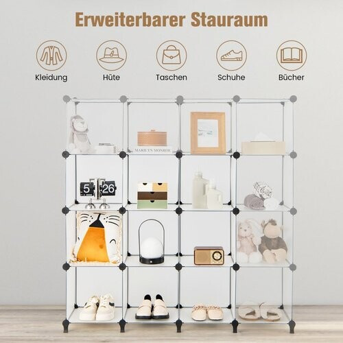 Tweedekans Coast Cube -plank met 16 proefpersonen modulaire opslagplank 125 x 31 x 129 cm half -transparant