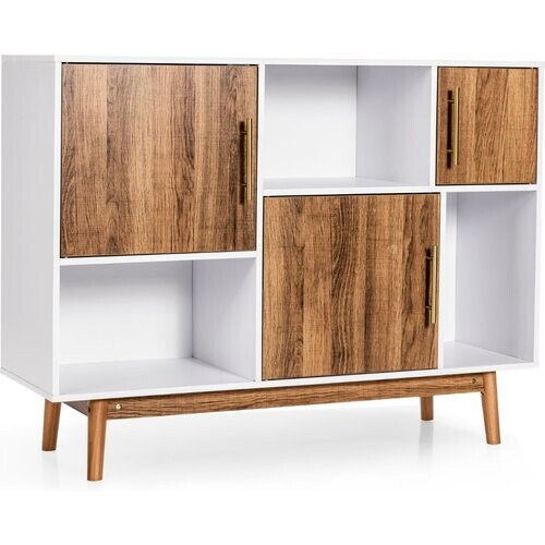 Tweedekans Coast Dressoir Staande Ladekast Multifunctioneel Dressoir - 101,5 x 33 x 77,5 cm - Wit + Koffiebruin