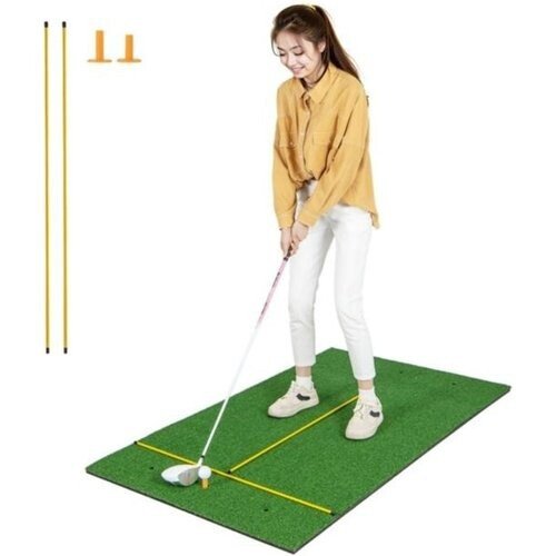 Tweedekans Coast Golf Oefenmat - 152 x 92 cm - Golf Oefenmat met 2 Golf Tees en 2 Alignment Sticks - 6 Voorgeboorde Tee Gaten voor Binnen/Outdoor Gebruik