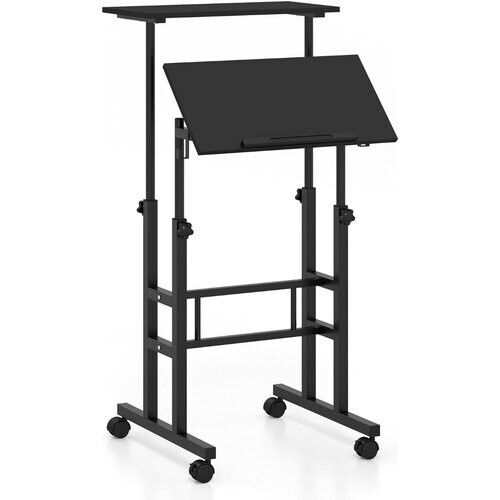 Tweedekans Coast-in hoogte verstelbare stoel-stat-bureau met een 2-fasen computerwerkstation op Rolls Black