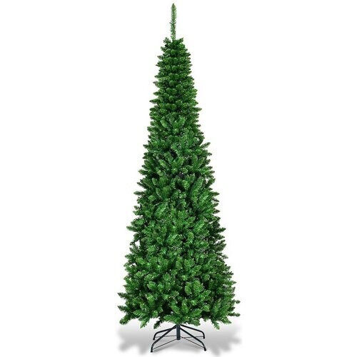 Tweedekans Coast Kerstboom Potloodvormig MET Warm Witte LED-Verlichting En Metalen Voet & - 200cm