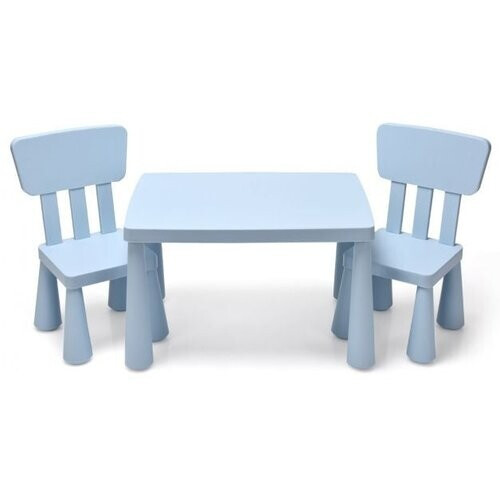 Tweedekans Coast - Kinderzitgroep 3 Stuks (Tafel en 2 Stoelen) - Multifunctioneel, Ergonomisch, Ronde Randen, 50 kg Belastbaar - Tafel 76,5 x 54,5 x 49,5 cm - PP - Blauw