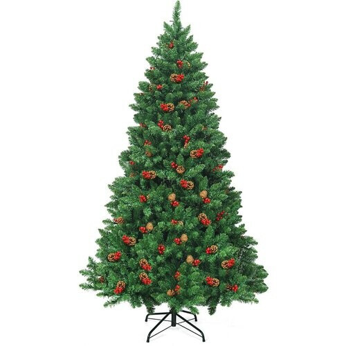 Tweedekans Coast Kunstkerstboom MET Dennenappels en Rode Bessen - Groen - 200 cm