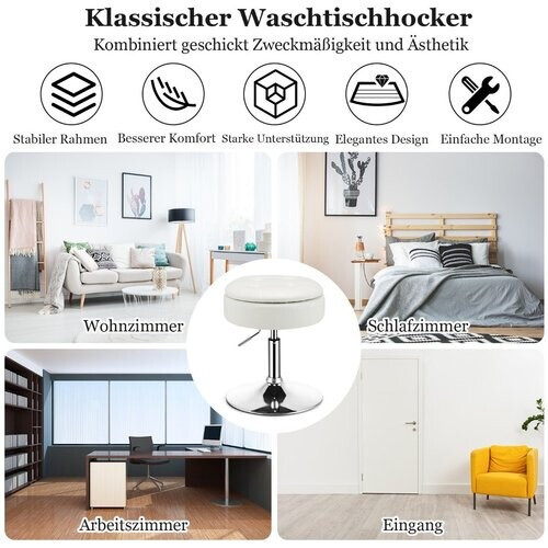 Tweedekans Coast make-up ontlasting met opslagruimte rond 360 ° roteerbare ontlasting gemaakt van PU lederen wit