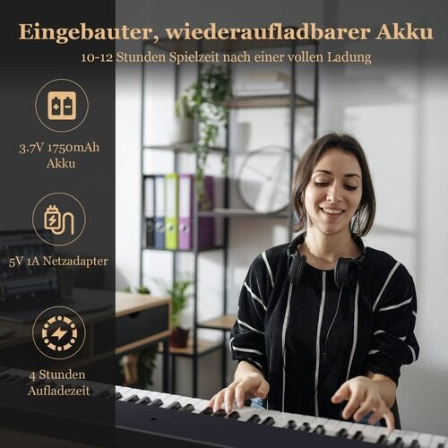 Tweedekans Coast opvouwbare e-keyboard opvouwbaar met 88 verlichte toetsen digitaal toetsenbord digitaal toetsenbord zwart