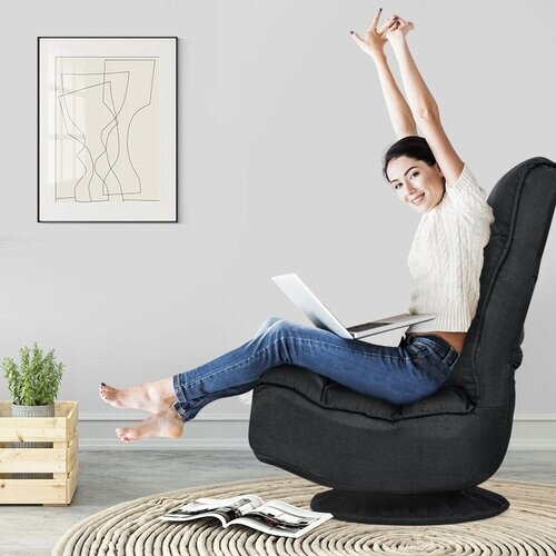 Tweedekans Coast Relax fauteuil verstelbare vouwbare fauteuil roteerbare vloerstoel bank stoel bodem kussen zwart