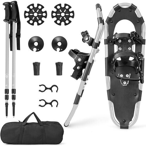 Tweedekans Coast Set Sneeuwschoenen met Klimhulp - 54 cm - Allround 4-In-1 - Incl. Draagtas en Skistokken - Zilver