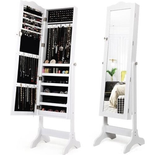 Tweedekans Coast Sieradenkast met Spiegel - 44 x 37 x 160 cm - Wit