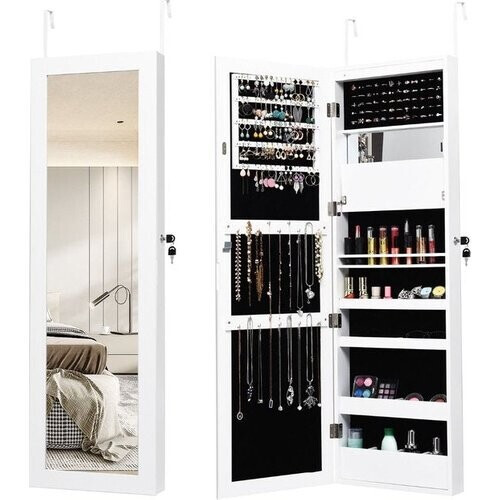 Tweedekans Coast Sieradenkast met Spiegel - Hangmodel - 37 x 9 x 120 cm - Wit