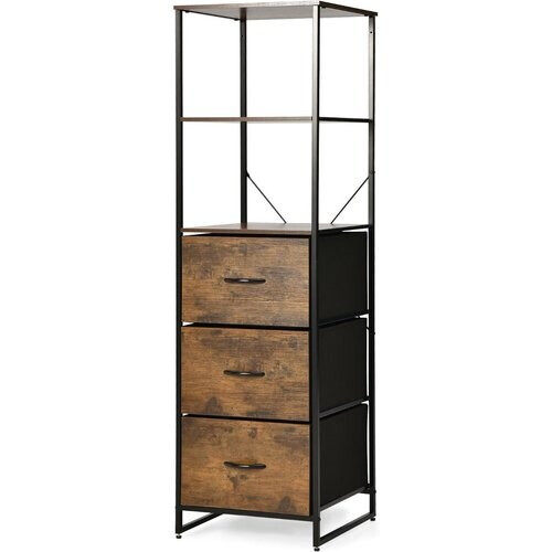Tweedekans Coast Staande Boekenkast Met Laden - 43 x 39 x 156 cm - Bruin