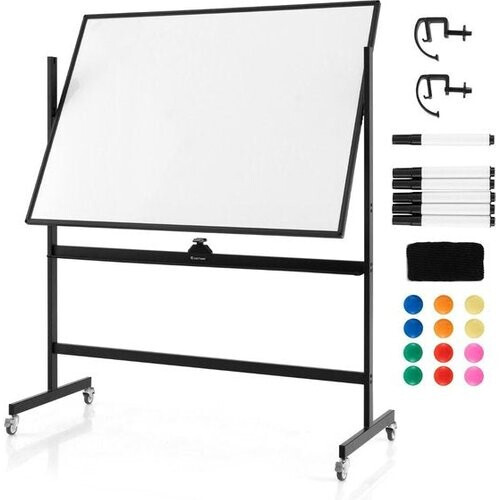 Tweedekans Coast Whiteboard – Dubbelzijdig & In Hoogte Verstelbaar – Incl. Accessoires – 126 x 53,5 x 160-180 cm – Wit