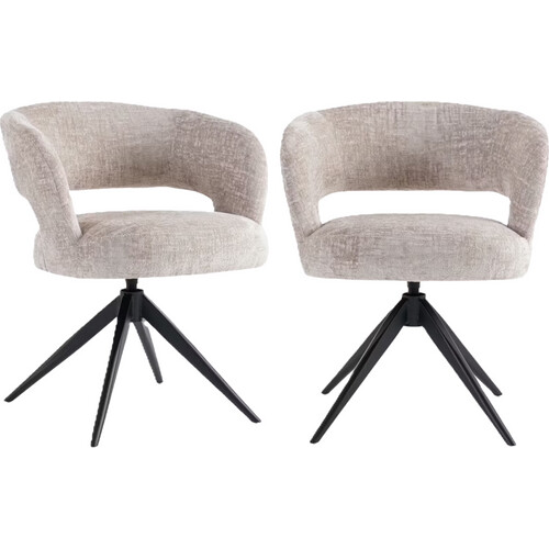 Tweedekans Criks Design Coco Eetkamerstoel - beige - 62x61x77 cm - 2 stuks