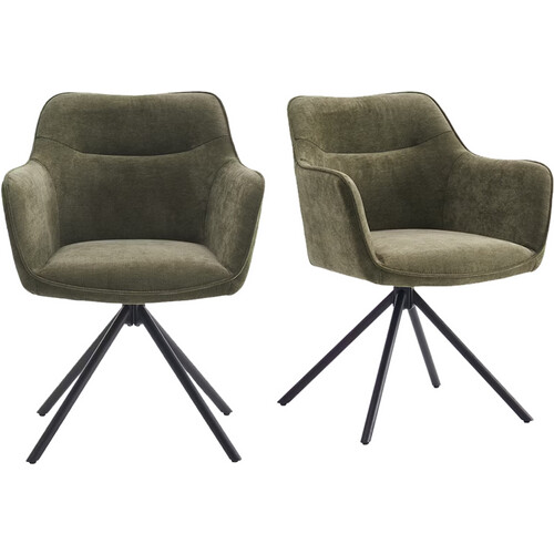 Tweedekans Criks Design Preston draaibare eetkamerstoel 2 stuks – green – 80,5 x 58 x 59 cm