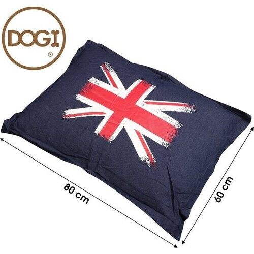 Tweedekans Dogi - Hondenkussen Union Jack - Engelse Vlag - 80x60cm - Hondenmand Donkerblauw