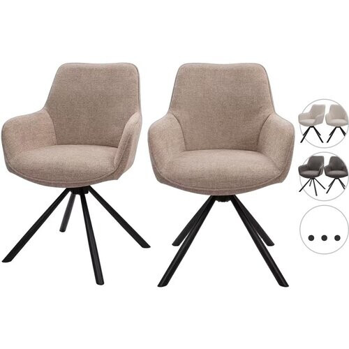 Tweedekans Dutchbone Oliver Draaibare Eetkamerstoel - Terra Stof - Duo Set