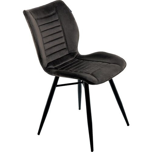 Tweedekans Feel Home Eetkamerstoel Monza – Antraciet Fluweel – Zwarte Metalen Poten – Industrieel Design – Comfortabele Zitting